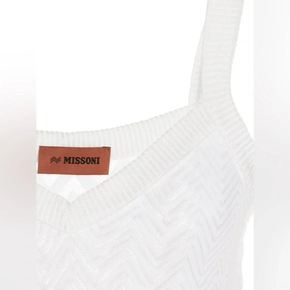 NWT Missoni White V Neck Chevron Tank Top Shirt IT40 NewZigZag Rare Knit